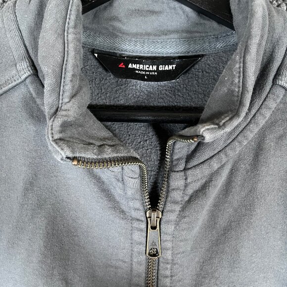 American Giant Moto Full Zip Heavy Cotton Sweatshirt - Men's Size L - Gray - Picture 2 of 10